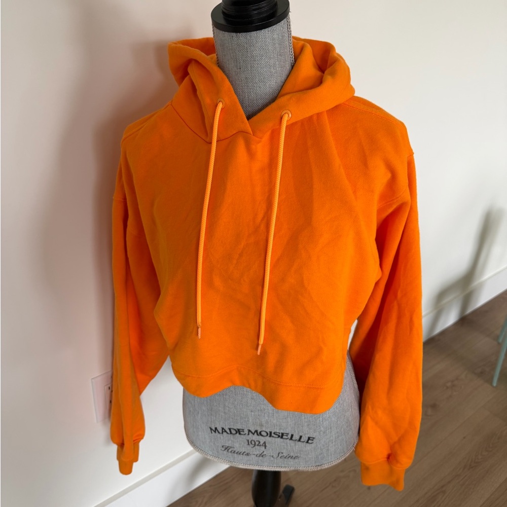 ALO Orange Cropped Hoodie Sweatshirt - Women Sweaters
